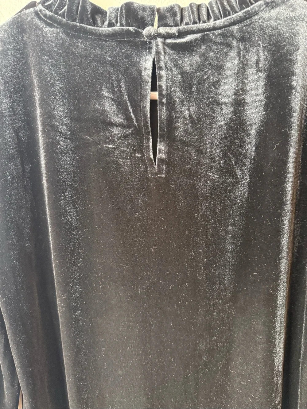 Boden Velvet Frill Trim Long Sleeve Top Black Women’s Size 8